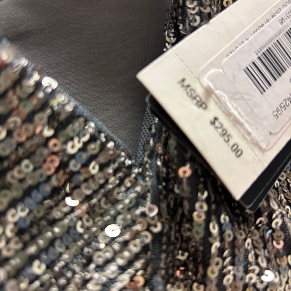 🥂Lauren Ralph Lauren New Sequined Twist Front Dress Silver and Grey Size 4 - Picture 14 of 16